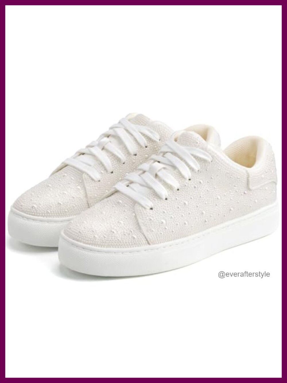 Rhinestone Sneakers Lace-Up Platform Party Wedding Women's Athletic